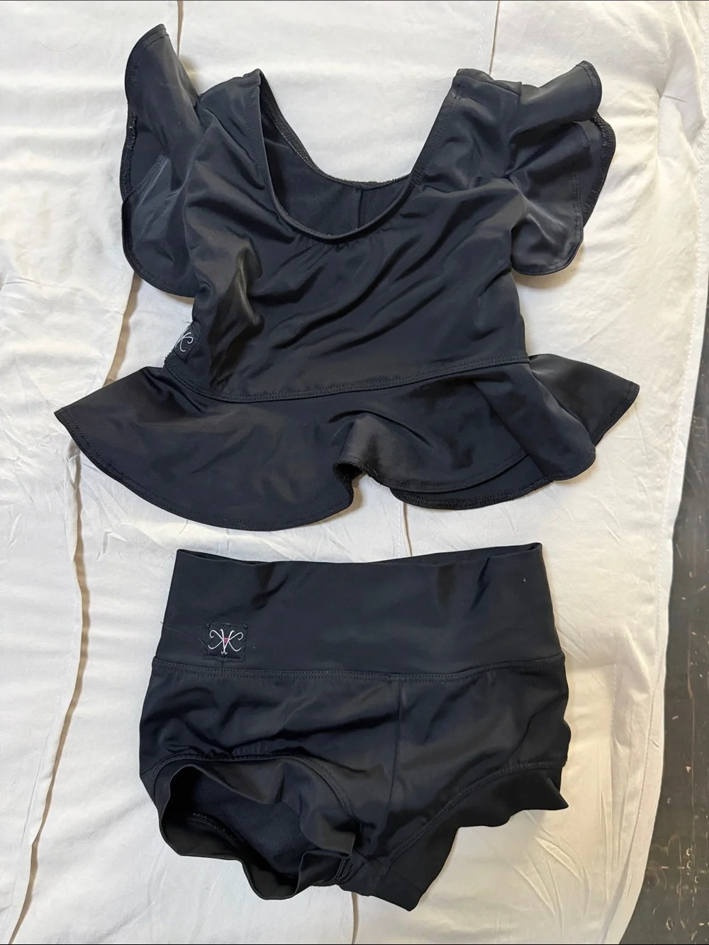 All dolled up Kandi Kouture Black Ruffle Two-Piece Matching Set